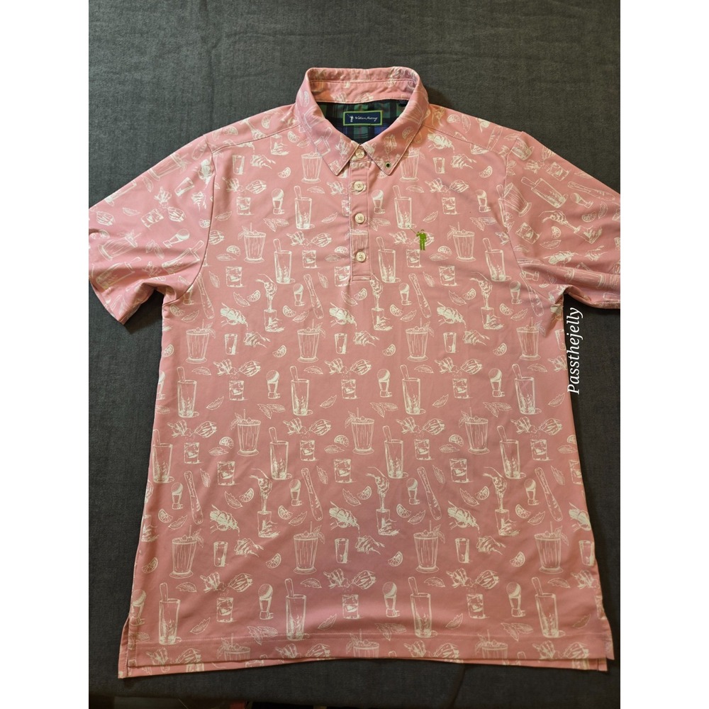 William Murray Mens Medium Party Drink Golf Polo Shirt Stretch Bill Murray